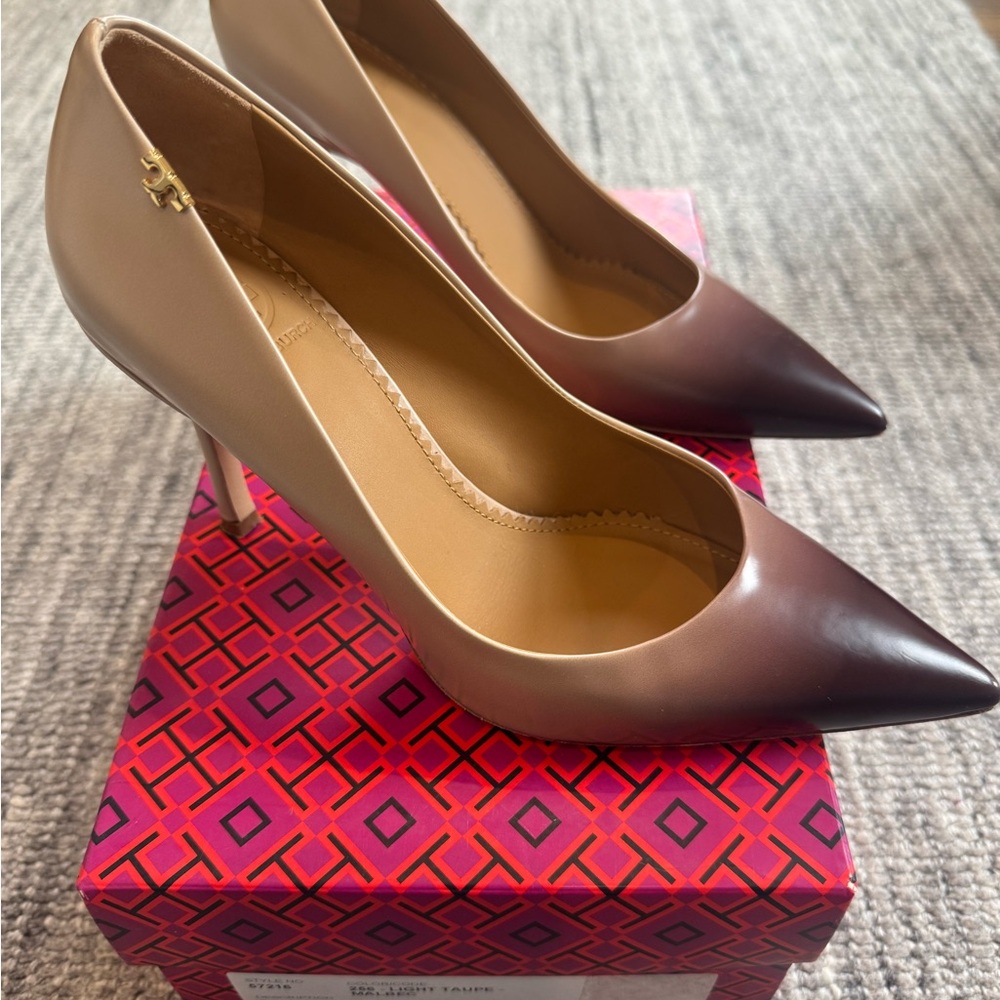 Tory Burch Light Taupe Malbec Penelope Pump 7 Tan